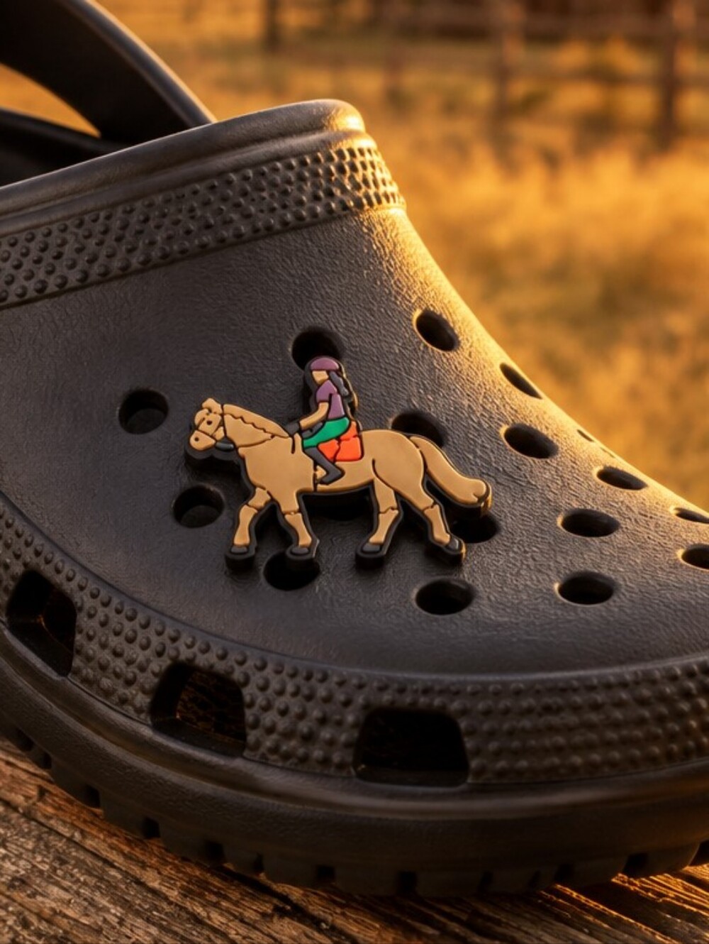 Horseback Rider Croc Shoe Charm Equestrian Tan Horse Girl Western Jibbitz Style